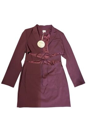 Women's Plum Cutout Tie-Waist Blazer Dress